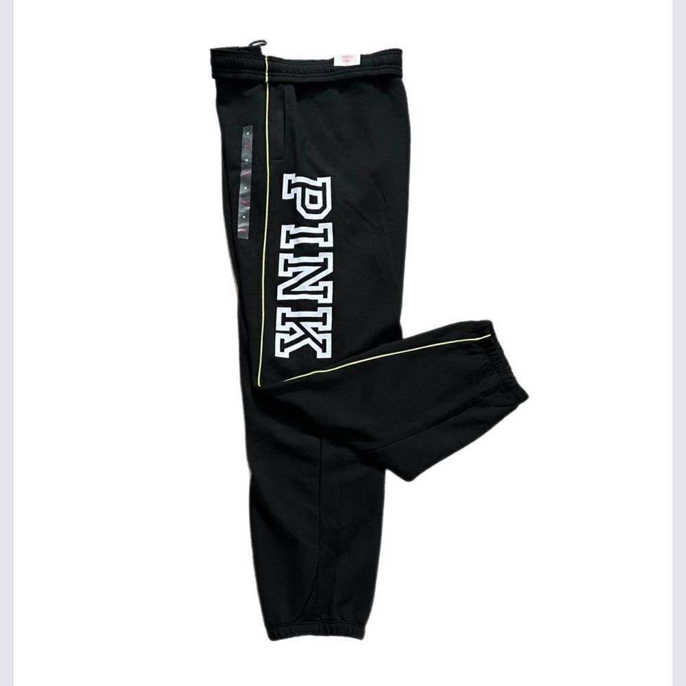 Victorias Secret Pink Everyday Lounge Campus fleece Oversized Logo Pants Black M